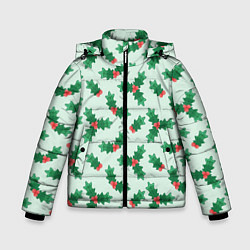 Куртка зимняя для мальчика Рождественская омела, цвет: 3D-светло-серый