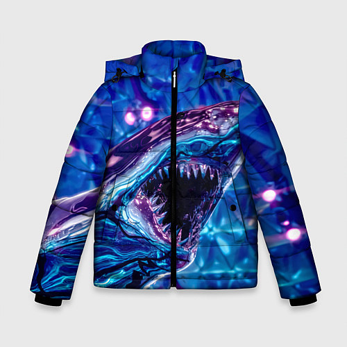 Зимняя куртка для мальчика Фиолетовая акула / 3D-Черный – фото 1