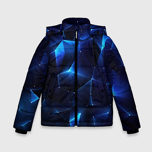 Зимняя куртка для мальчика Синяя геометрическая абстракция / 3D-Светло-серый – фото 1