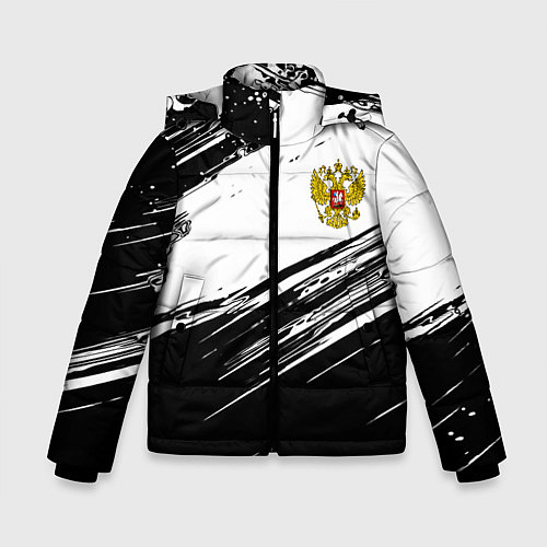Зимняя куртка для мальчика Герб РФ спортивные краски / 3D-Светло-серый – фото 1