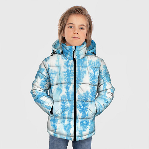 Зимняя куртка для мальчика Морозный узор акварель / 3D-Светло-серый – фото 3