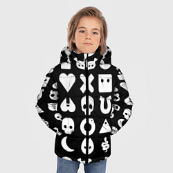 Куртка зимняя для мальчика Любовь смерть и роботы паттерн, цвет: 3D-светло-серый — фото 2