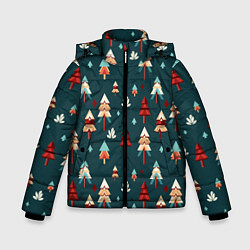 Куртка зимняя для мальчика Треугольные ёлки, цвет: 3D-черный