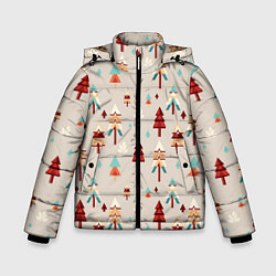 Куртка зимняя для мальчика Елочный узор, цвет: 3D-красный