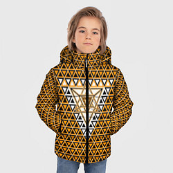 Куртка зимняя для мальчика Жёлтые и чёрные треугольники, цвет: 3D-светло-серый — фото 2