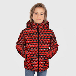 Куртка зимняя для мальчика Красные и чёрные треугольники, цвет: 3D-светло-серый — фото 2