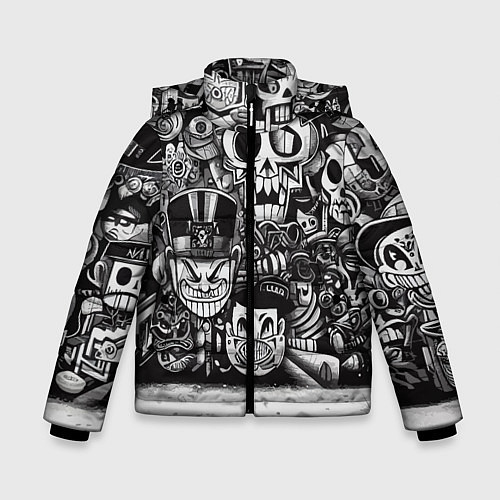 Зимняя куртка для мальчика Стена с граффити / 3D-Черный – фото 1
