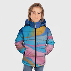 Куртка зимняя для мальчика Жидкая синяя и розовая краска, цвет: 3D-черный — фото 2