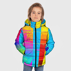 Куртка зимняя для мальчика Цветная абстракция - поп арт, цвет: 3D-черный — фото 2