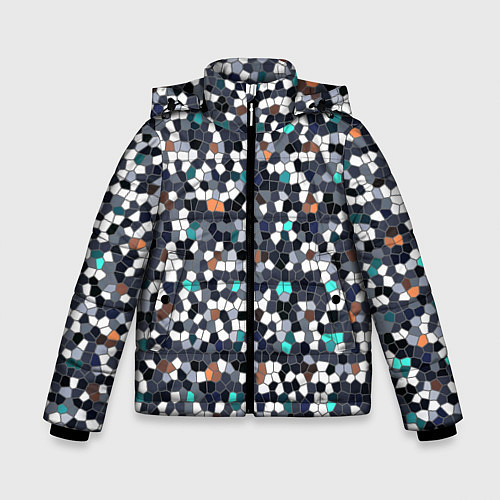 Зимняя куртка для мальчика Мозаика серый / 3D-Черный – фото 1