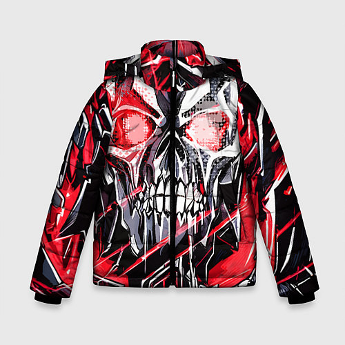 Зимняя куртка для мальчика Красный адский череп / 3D-Светло-серый – фото 1