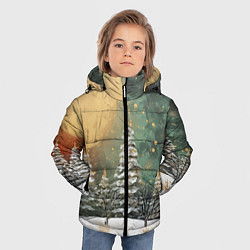 Куртка зимняя для мальчика Большая луна и новогодний лес, цвет: 3D-светло-серый — фото 2
