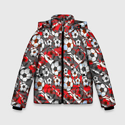Куртка зимняя для мальчика Футбол паттерны, цвет: 3D-красный