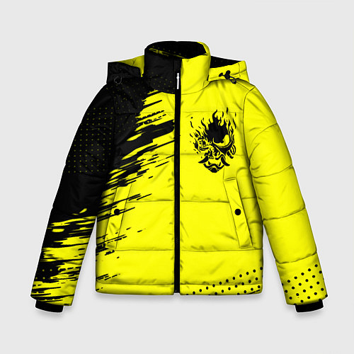 Зимняя куртка для мальчика Cyberpunk 2077 краски на чёрном / 3D-Черный – фото 1