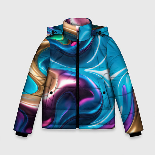 Зимняя куртка для мальчика Жидкий красочный металл / 3D-Черный – фото 1