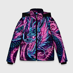 Зимняя куртка для мальчика Neon Japanese dragon - irezumi