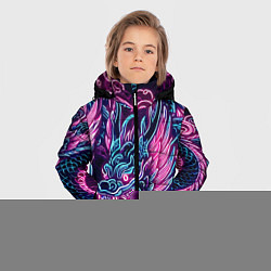 Куртка зимняя для мальчика Neon Japanese dragon - irezumi, цвет: 3D-светло-серый — фото 2