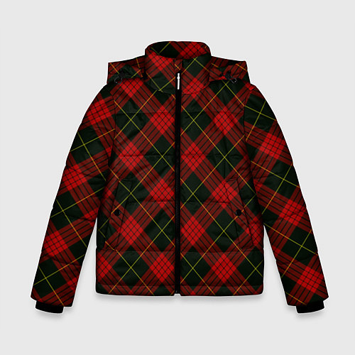 Зимняя куртка для мальчика Красно-зелёный клетчатый / 3D-Черный – фото 1