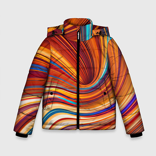 Зимняя куртка для мальчика Цветные волны - нейросеть / 3D-Светло-серый – фото 1