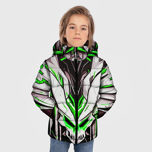 Зимняя куртка для мальчика Зелёный адский череп / 3D-Красный – фото 3