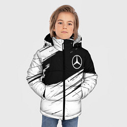 Куртка зимняя для мальчика Mercedes benz краски чернобелая геометрия, цвет: 3D-красный — фото 2
