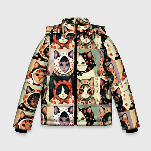 Зимняя куртка для мальчика Кот Алёнка - поп арт / 3D-Красный – фото 1