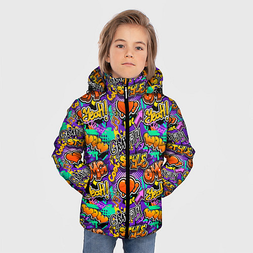 Зимняя куртка для мальчика Graffiti style / 3D-Светло-серый – фото 3