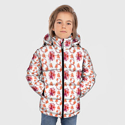 Куртка зимняя для мальчика 8 марта праздничные цветы, цвет: 3D-светло-серый — фото 2