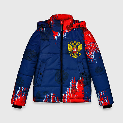 Зимняя куртка для мальчика Россия спорт краски текстура / 3D-Светло-серый – фото 1