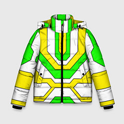 Куртка зимняя для мальчика Зелёные и жёлтые техно линии, цвет: 3D-черный