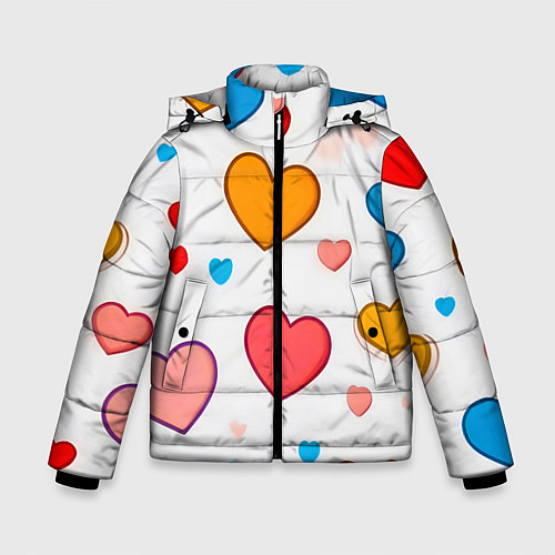 Зимняя куртка для мальчика Сердца сердечки / 3D-Красный – фото 1