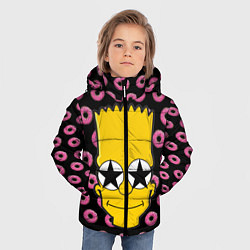 Куртка зимняя для мальчика Барт Симпсон на фоне пончиков, цвет: 3D-черный — фото 2