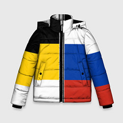 Куртка зимняя для мальчика Россия - патриот, цвет: 3D-черный