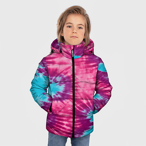 Зимняя куртка для мальчика Тай-дай пятна / 3D-Светло-серый – фото 3