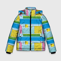 Куртка зимняя для мальчика Узор из таблицы Менделеева, цвет: 3D-черный