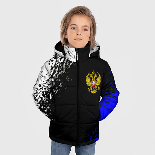 Зимняя куртка для мальчика Герб РФ краски текстура / 3D-Красный – фото 3