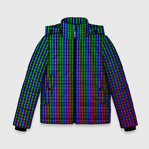 Зимняя куртка для мальчика Неоновые светящиеся полосы / 3D-Черный – фото 1