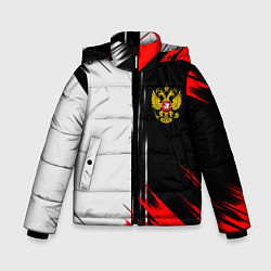 Куртка зимняя для мальчика Россия герб краски текстура, цвет: 3D-красный