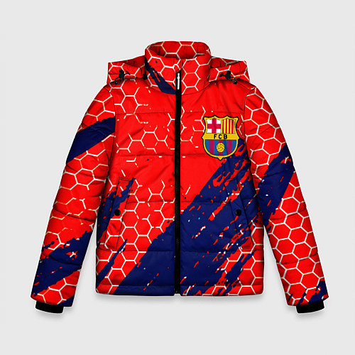 Зимняя куртка для мальчика Барселона спорт краски текстура / 3D-Черный – фото 1