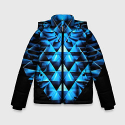 Куртка зимняя для мальчика Синие абстрактные ромбики, цвет: 3D-черный