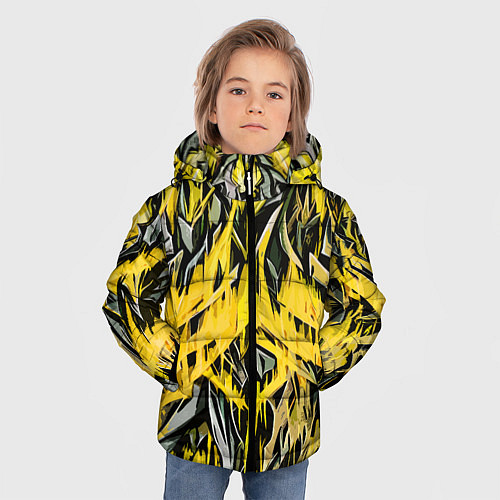 Зимняя куртка для мальчика Жёлтый огонь и камень / 3D-Красный – фото 3