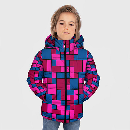 Зимняя куртка для мальчика Геометрические цветные фигуры / 3D-Красный – фото 3
