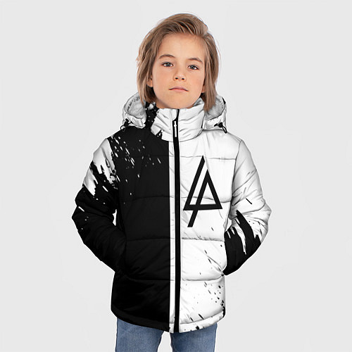 Зимняя куртка для мальчика Linkin park краски чёрнобелый / 3D-Красный – фото 3