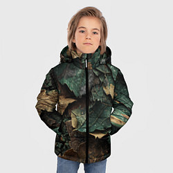 Куртка зимняя для мальчика Реалистичный камуфляж из листьев, цвет: 3D-черный — фото 2