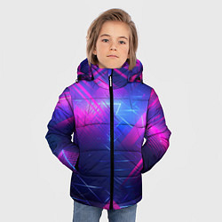 Куртка зимняя для мальчика Неоновые абстрактные треугольники, цвет: 3D-светло-серый — фото 2