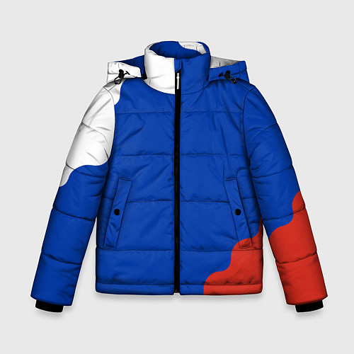 Зимняя куртка для мальчика Триколор диагональный волнистый / 3D-Черный – фото 1