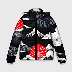 Куртка зимняя для мальчика Японская симфония, цвет: 3D-черный
