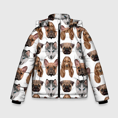 Зимняя куртка для мальчика Текстура собак / 3D-Черный – фото 1