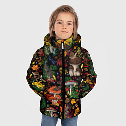Куртка зимняя для мальчика Фон с лесными грибами, цвет: 3D-черный — фото 2