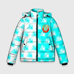 Куртка зимняя для мальчика СССР текстура паттерн, цвет: 3D-черный